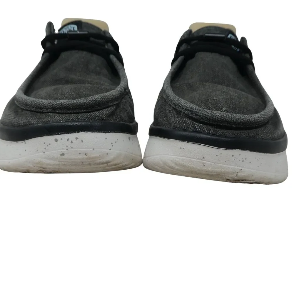 Hey Dude Wendy Peak Chambray Black Canvas Slip On Loafers